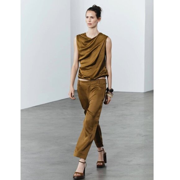 NWT Zara | Zara Woman Draped Satin Top - Picture 9 of 11